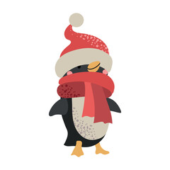 Christmas penguin icon clipart avatar logotype isolated illustration
