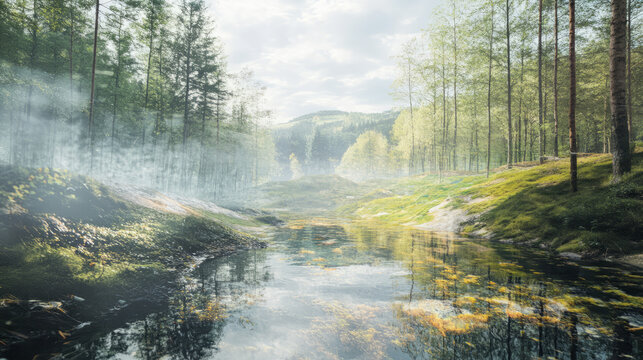 Augmented reality landscapes allowing artists to interact with digital elements overlaid on real-world landscapes, blending technology with nature in a creative way