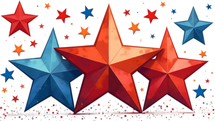 4th of July stars decoration isolated on transparent background