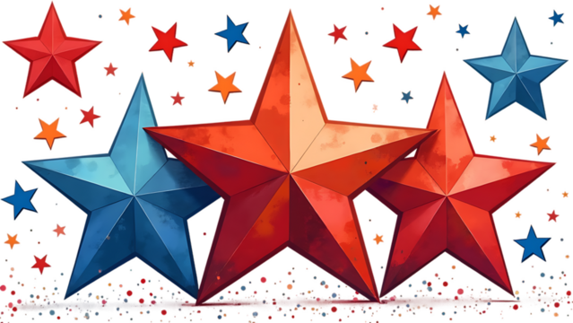 4th of July stars decoration isolated on transparent background