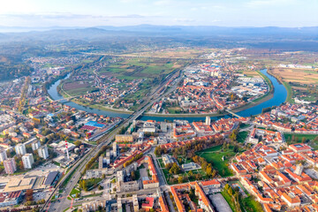 Croatia, Aerial view of the city of Karlovac