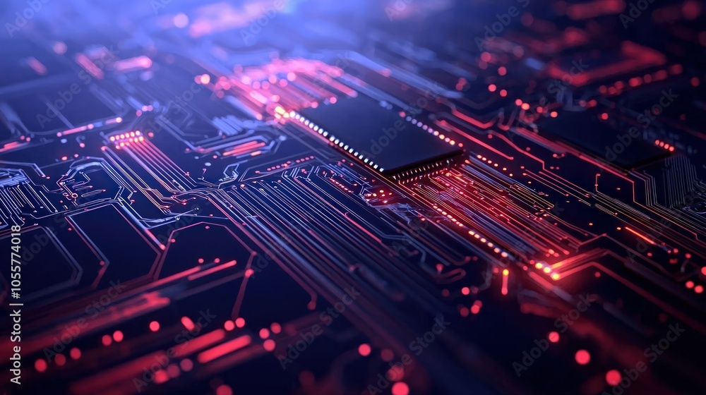 Poster exploring the intricate design of modern circuit boards and their technological impact