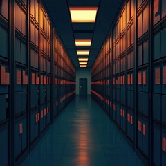 Fototapeta premium Exploring the Depths of an Organized Archive A Glimpse into Data Storage and Management