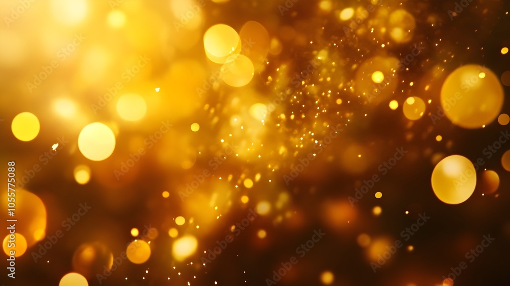 Aufkleber golden fireworks and bokeh party background with ample copy space