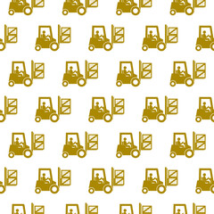 Forklift truck icon isolated seamless pattern on white background