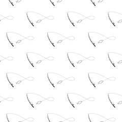 Fishing rod icon isolated seamless pattern on white background