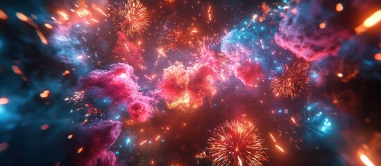 Fototapeta premium A colorful explosion of fireworks in a night sky.