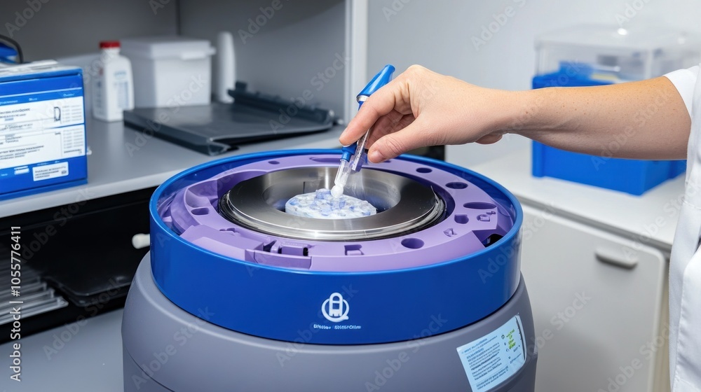 Poster Scientist in Lab Coat Using Pipette to Add Liquid to a Petri Dish