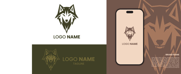 Wolf head flat logo design, suitable for sports, brand, and mascot with vector illustrator © Shigit