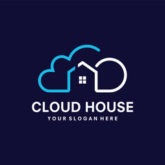 cloud logo designs template, house logo symbol vector illustration
