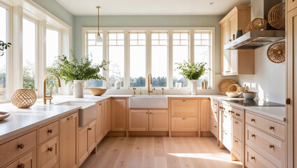 Fototapeta premium Kitchen interior with sunlight