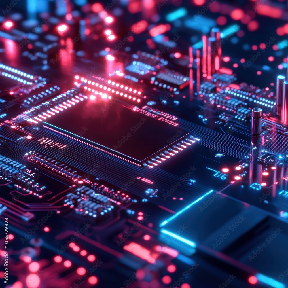 Poster exploring the intricate world of modern circuitry and technology in digital design