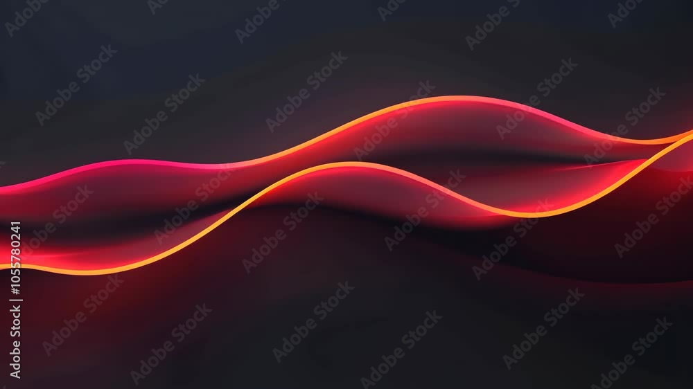 Poster abstract red wave on black background dynamic smooth flow modern design element creative art digital
