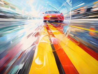 Obraz premium Dynamic Racing Car in Motion