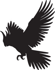 flying cockatoo bird silhouette vector logo or icon illustration