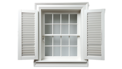 Modern and minimal house window for interior decoration isolated on background, open office glass window frame.