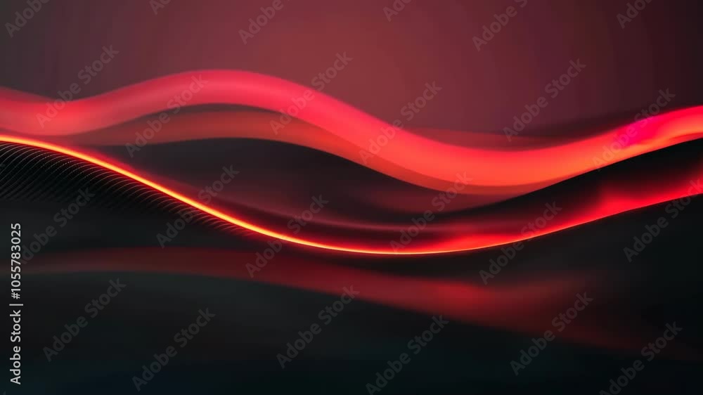 Poster abstract red wave on black background dynamic smooth flow modern design element creative art digital