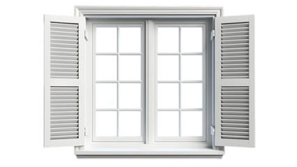 Modern and minimal house window for interior decoration isolated on background, open office glass window frame.