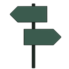 Green Finger Post. 3D wayfinding sign, multi directional fingerposts isolated realistic illustration