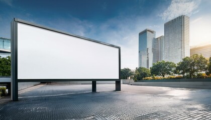 Obraz premium Empty contemporary outdoor space with blank billboard. 3D Rendering