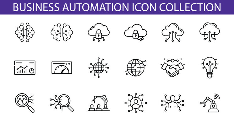 Business Automation Icon Collection For Technology