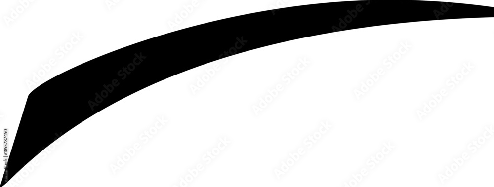 Poster sleek black curved line points left on white background, exuding simplicity and creativity for desig