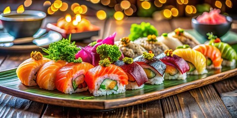 Delicious Sushi Platter - Fresh Ingredients and Artistic Presentation for Food Lovers