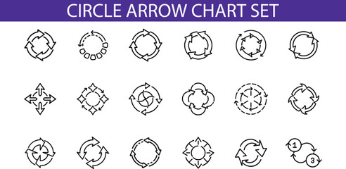 Circular Arrow Chart Set Graphic Design Icons