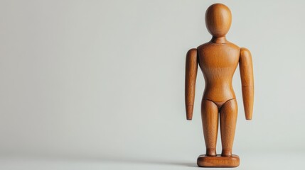 Wooden training dummy on a plain white backdrop