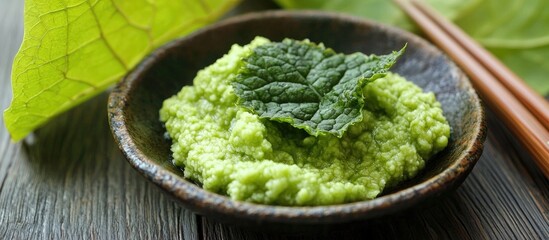 Wasabi Is A Kind Of Herb Often Eaten With Sushi Sashimi In A Japanese Menu