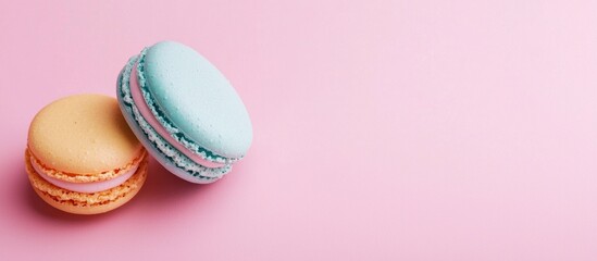 Obraz premium One Sweet Colorful Macarons On Pink Background