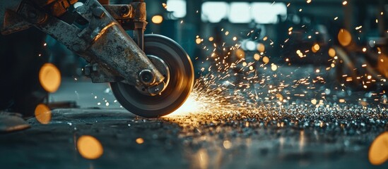 Worker Grinding Cutting Metal Sheet With Grinder Machine Overwrites The Master Of Welding Seams Angle Grinder And Sparks Electric Grinder In The Industrial Workshop