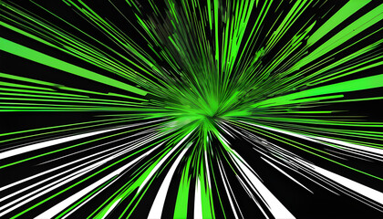 Obraz premium A comic zoom background that gives off an exciting vibe with bright green zoom lines on a black background. Stand out and exciting.