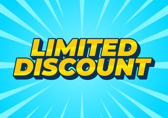 Limited discount. Text effect in modern colors with 3D style