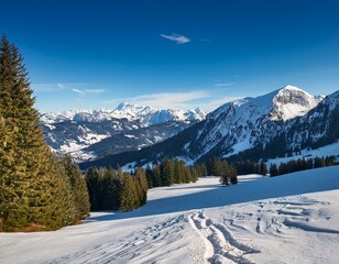 Landscape on the mountains in a winter day