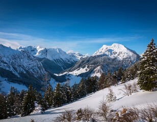 Fototapeta premium Landscape on the mountains in a winter day