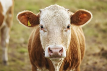 Close-up image of a cow looking straight into the camera's lens.
