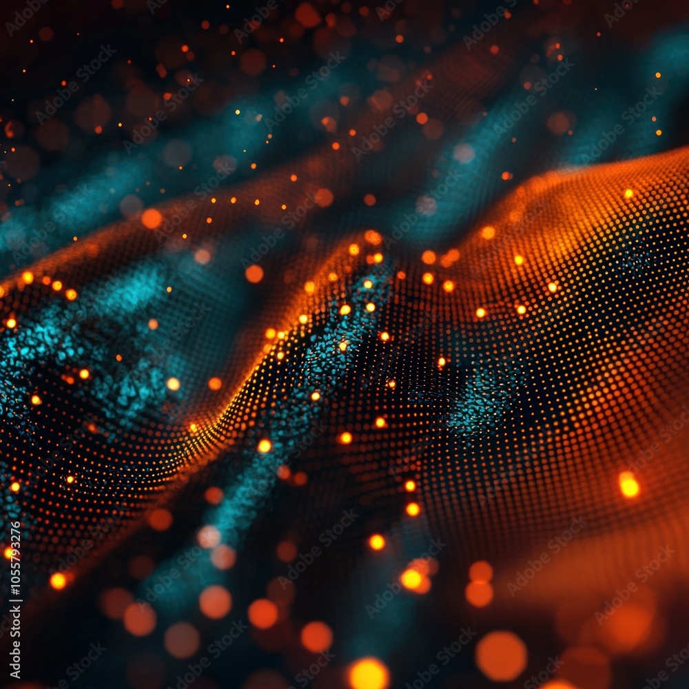 Poster dynamic visualization of colorful waves in digital space captivating technology and creativity