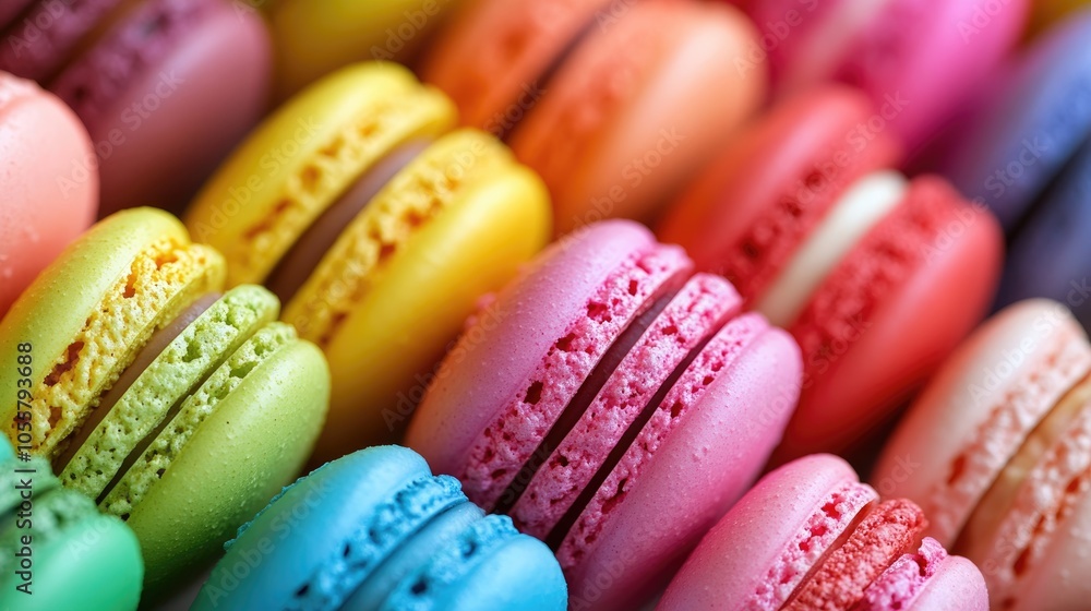 Poster vibrant macarons in an array of colors