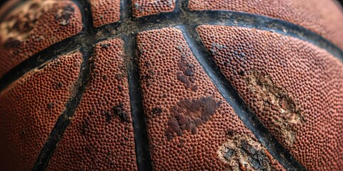 Close Up Texture of Worn Basketball Surface