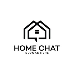 home chat logo design template illustration vector