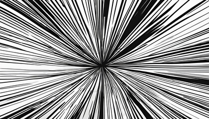 Obraz premium A black and white comic zoom background with detailed zoom lines, giving it a sense of fast-moving black and white comic book style.