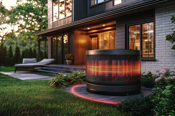 Modern Heat Pump System Illustration with Energy Efficiency in Action