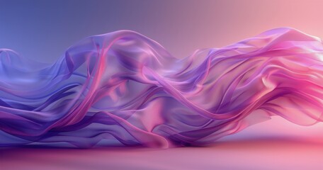 Abstract Purple and Pink Fabric Flowing in the Wind