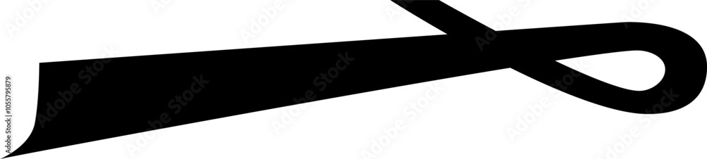 Poster black ribbon is forming a loop and lying on a white background, casting a shadow. the ribbon could b