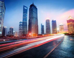 Obraz premium the urban transportation in Shanghai China