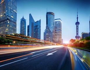 Fototapeta premium the urban transportation in Shanghai China