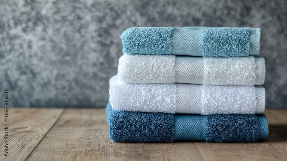 Aufkleber a neatly stacked arrangement of folded towels ideal for use as a mockup template for design and prin