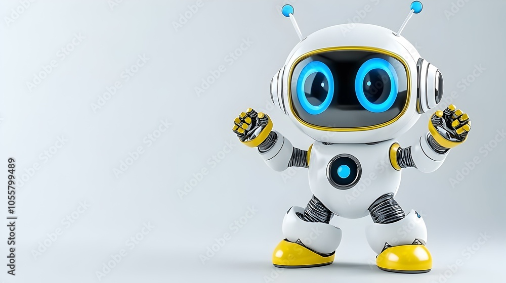 Poster dynamic robotic dancer showcasing intricate movements in a vibrant, futuristic setting, blending tec