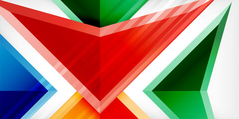 Fototapeta premium Arrows with 3d effect abstract background. Triangles on light grey backdrop